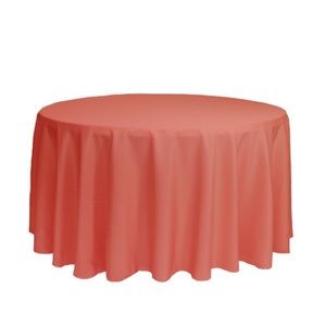 132” Round Coral Poly Table Linens